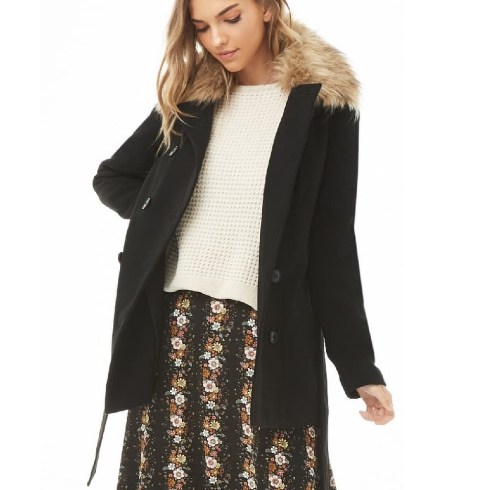 Faux fur peacoat